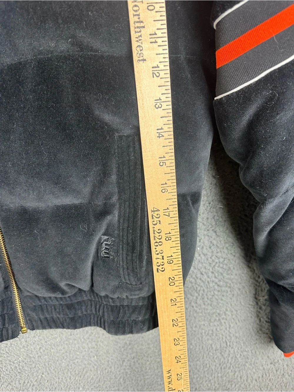 PE Nation Women Black Velvet Puffer Jacket Racing Stripe Funnel Neck Small